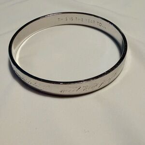 Silver Kate Spade Engraved Bangle Bracelet